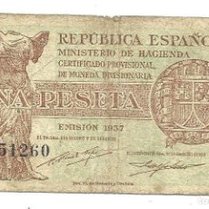 Billetes españoles: 4 BILLETES UNA PESETA USADOS EMISIÓN DE 1937 (IIª REPÚBLICA ESPAÑOLA). Lote 390255239