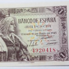 Billetes españoles: BILLETE DE 1 PESETA DEL 15 DE JUNIO DEL 1945 BANCO DE ESPAÑA EN SIN CIRCULAR