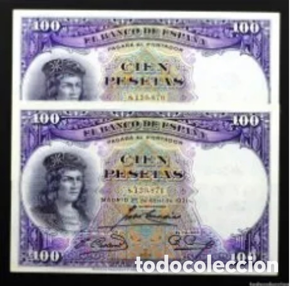 Banconote spagnole: Spain-Pareja correlativa de 100 Pesetas de 1931. SC/UNC.