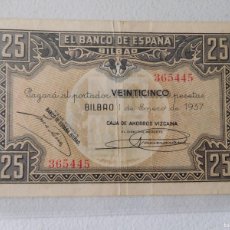 Billetes españoles: ESPAÑA. BANCO DE BILBAO. 25 PESETAS AÑO 1937