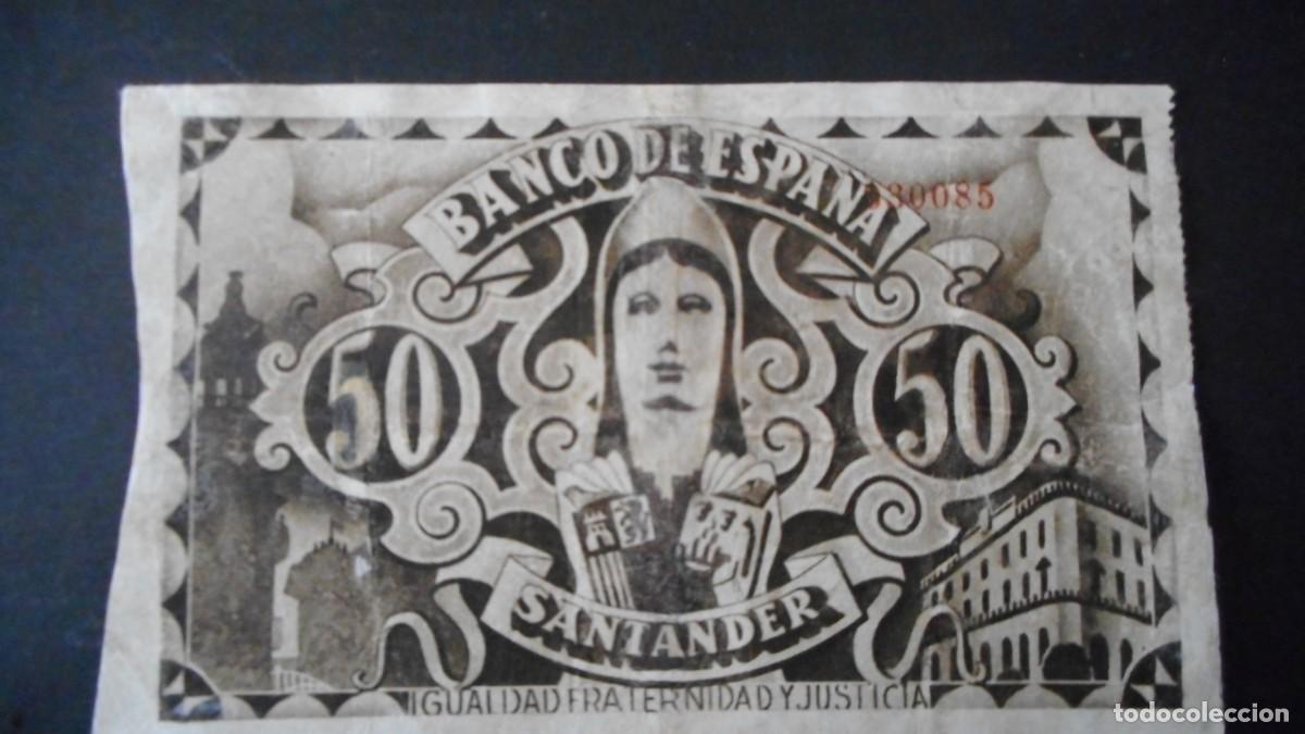 Billetes espa&ntilde;oles: 50 PTAS 1936 SANTANDER MBC - Foto 2