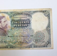 Billetes españoles: BILLETE DE 50 PESETAS DEL 25 DE ABRIL DE 1931 BANCO DE ESPAÑA EN BC