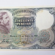 Billetes españoles: BILLETE DE 50 PESETAS DEL 25 DE ABRIL DE 1931 BANCO DE ESPAÑA EN EBC+
