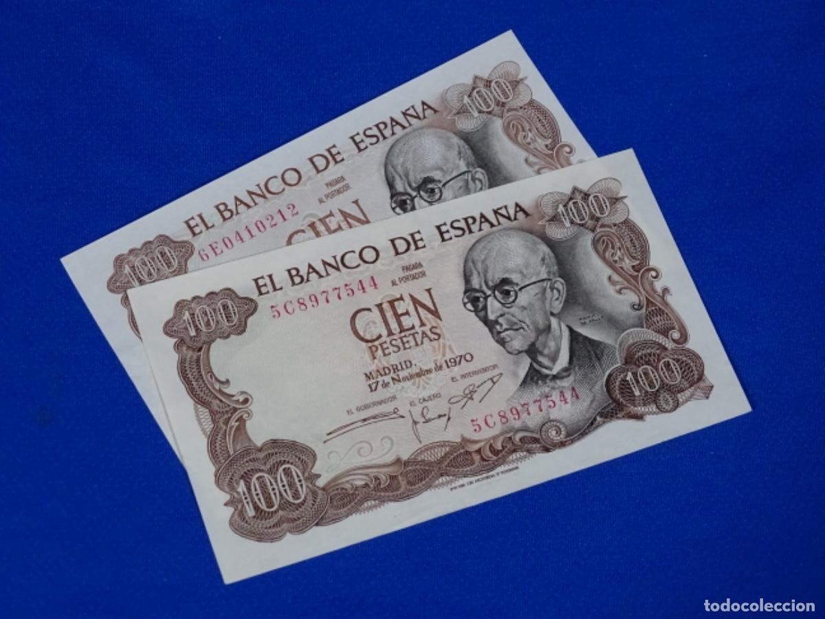 Billetes espa&ntilde;oles: DOS BILLETES DE 100 PESETAS DE MANUEL DE FALLA 1970. - Foto 1