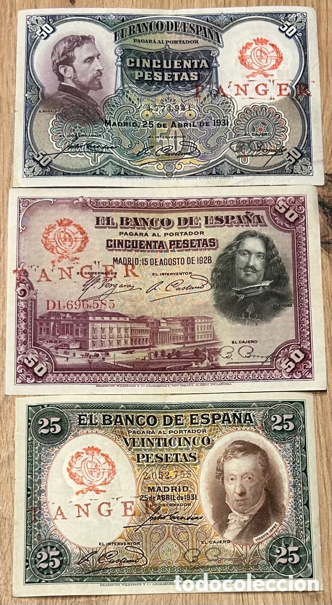 Notas espanholas: Lote 3. Bankonote COUNTERMARK MAROCCO Tanger. WAR CIVIL T&Aacute;NGER Muy Rare