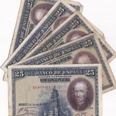 Billetes españoles: 5 BILLETES USADOS DE ESPAÑA / VEINTICINCO PESETAS · EMISIÓN 1928 - CALDERÓN DE LA BARCA. Lote 396856884