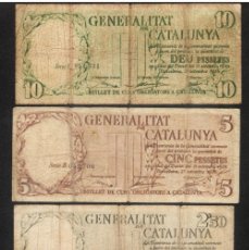Billetes españoles: SET COMPLETO LOTE GENERALITAT CATALUÑA |SOLO ACEPTO PAYPAL| BILLETE 2'5,2'5,5,10 PESETAS 1936 LEER. Lote 399224529
