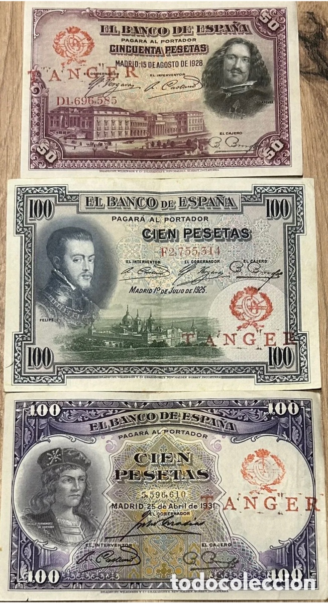 Billets espagnols: Lote 3. Bankonote COUNTERMARK MAROCCO Tanger. WAR CIVIL T&Aacute;NGER Muy Rare