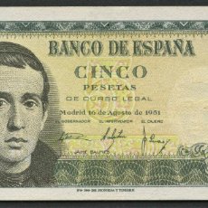 Billetes españoles: ESPAÑA, BILLETE, JAIME BALMES, VALOR: 5 PESETAS, 1951, SERIE: H. Lote 346621843
