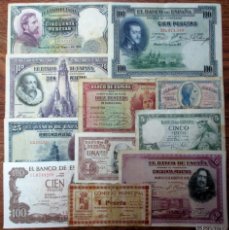 Billetes españoles: CONJUNTO DE VARIOS BILLETES ANTIGUOS DE ESPAÑA Y UNO DEL CONSEJO MUNICIPAL DE MONZON. LOTE 1863. Lote 400870064
