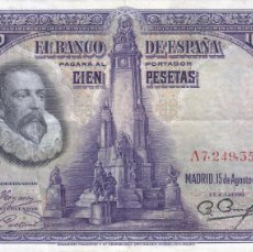 Billetes españoles: BILLETE 100 PESETAS EMITIDO EL 15 DE AGOSTO DE 1928. CERVANTES.. Lote 401208444
