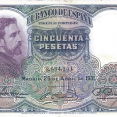 Billetes españoles: BILLETE 50 PESETAS EMITIDO EL 25 DE ABRIL DE 1931. ROSALES.. Lote 401358619