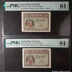 Billetes españoles: PMG 1 PESETA BURGOS 28 FEBRERO 1938 SERIE E PMG 64 EPQ PAREJA SC