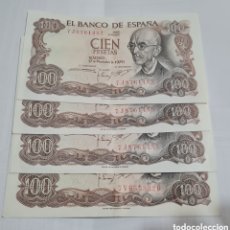 Billetes españoles: 4 BILLETES ESPAÑA, 1.970, 100 PESETAS,UNC. Lote 401720999