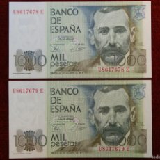 Billetes españoles: 25) 2 BILLETES CORRELATIVOS 1000 PTS 23 OCTUBRE 1979 SERIE U MADRID - S/C. Lote 402254654