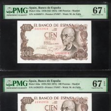 Billetes españoles: SERIE A PAREJA CONSECUTIVA 67/67 EPQ |SOLO ACEPTO PAYPAL| BILLETE 100 PESETAS 1970 LEER DESCRIPCION. Lote 403377739
