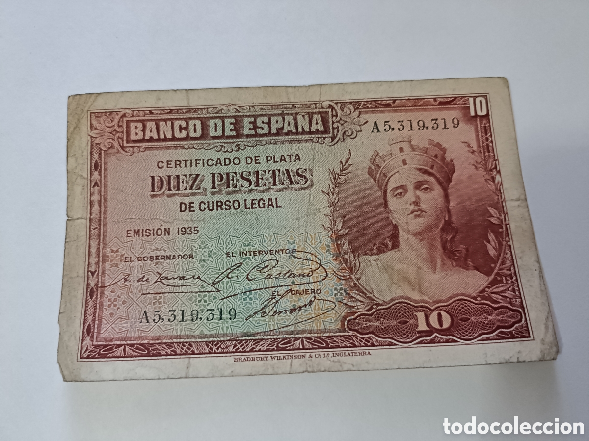 Spanish Banknotes: Billete 10 Pesetas (1.935) A5310319