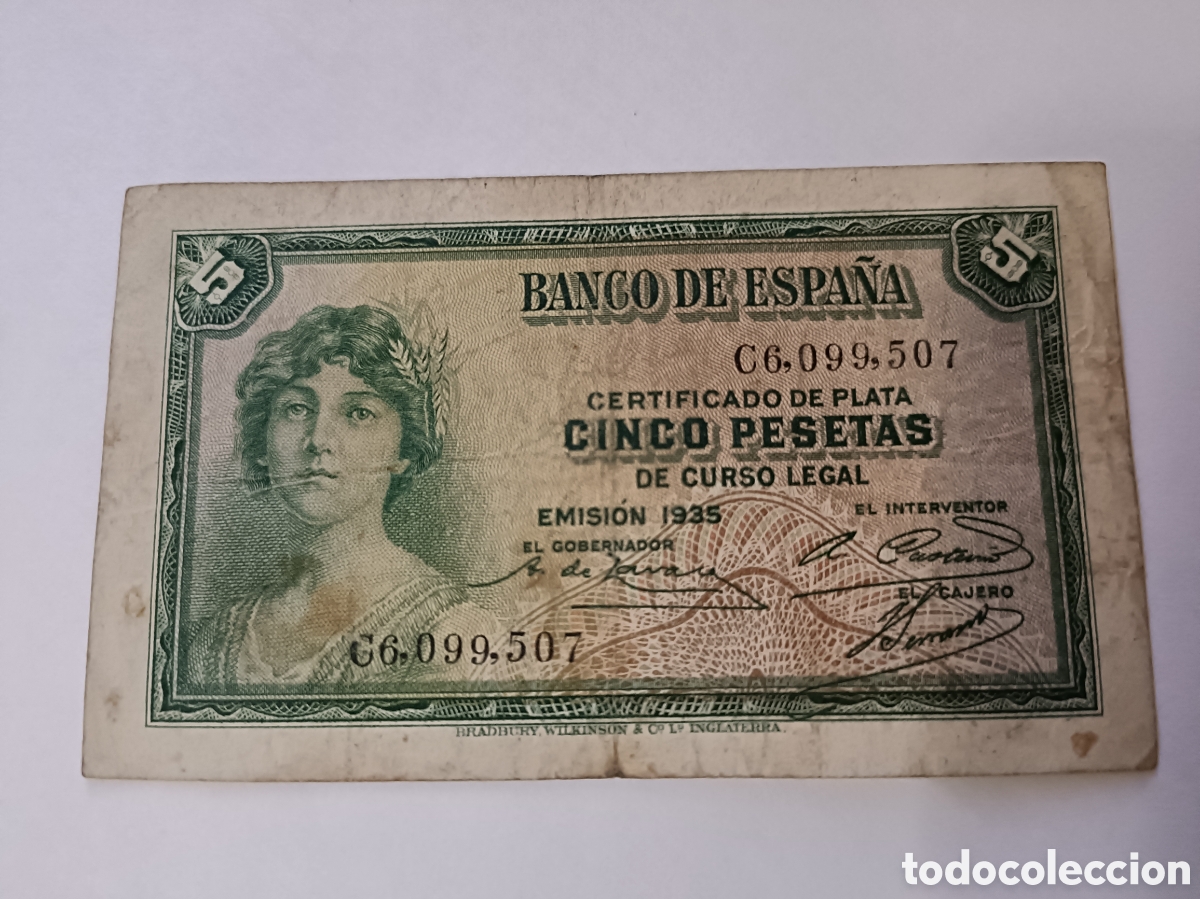 Spanish Banknotes: Billete 5 Pesetas (1.935) G6099507