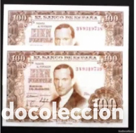 Billetes espa&ntilde;oles: Spain-Billete. Pareja correlativa 100 Pesetas 1953. Madrid.