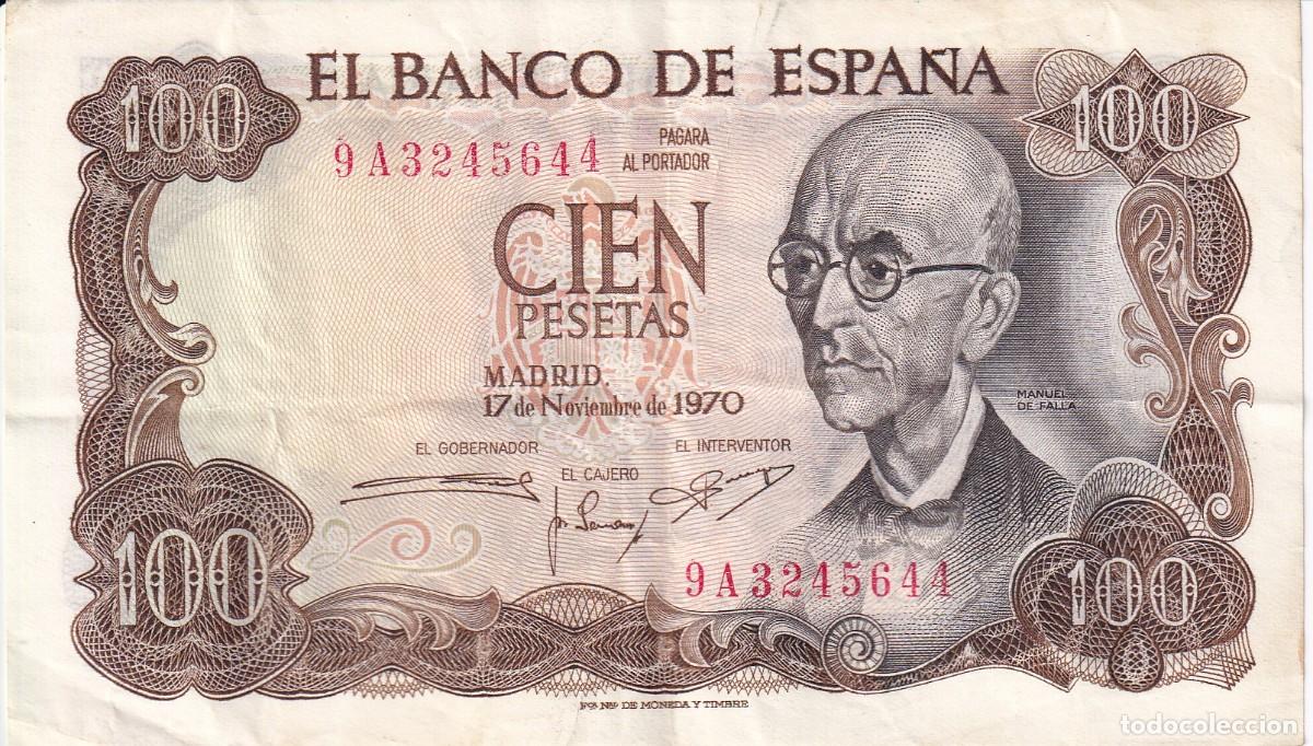 Billetes espa&ntilde;oles: BILLETE DE 100 PESETAS DEL A&Ntilde;O 1970 SERIE 9A (SERIE SUSTITUCION) MANUEL DE FALLA