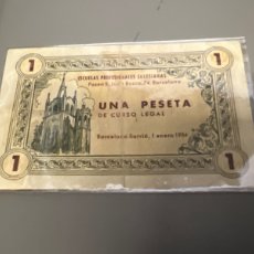 Billetes españoles: T1/E2/970. BILLETE UNA PESETA BARCELONA SARRIA 1 DE ENERO 1954