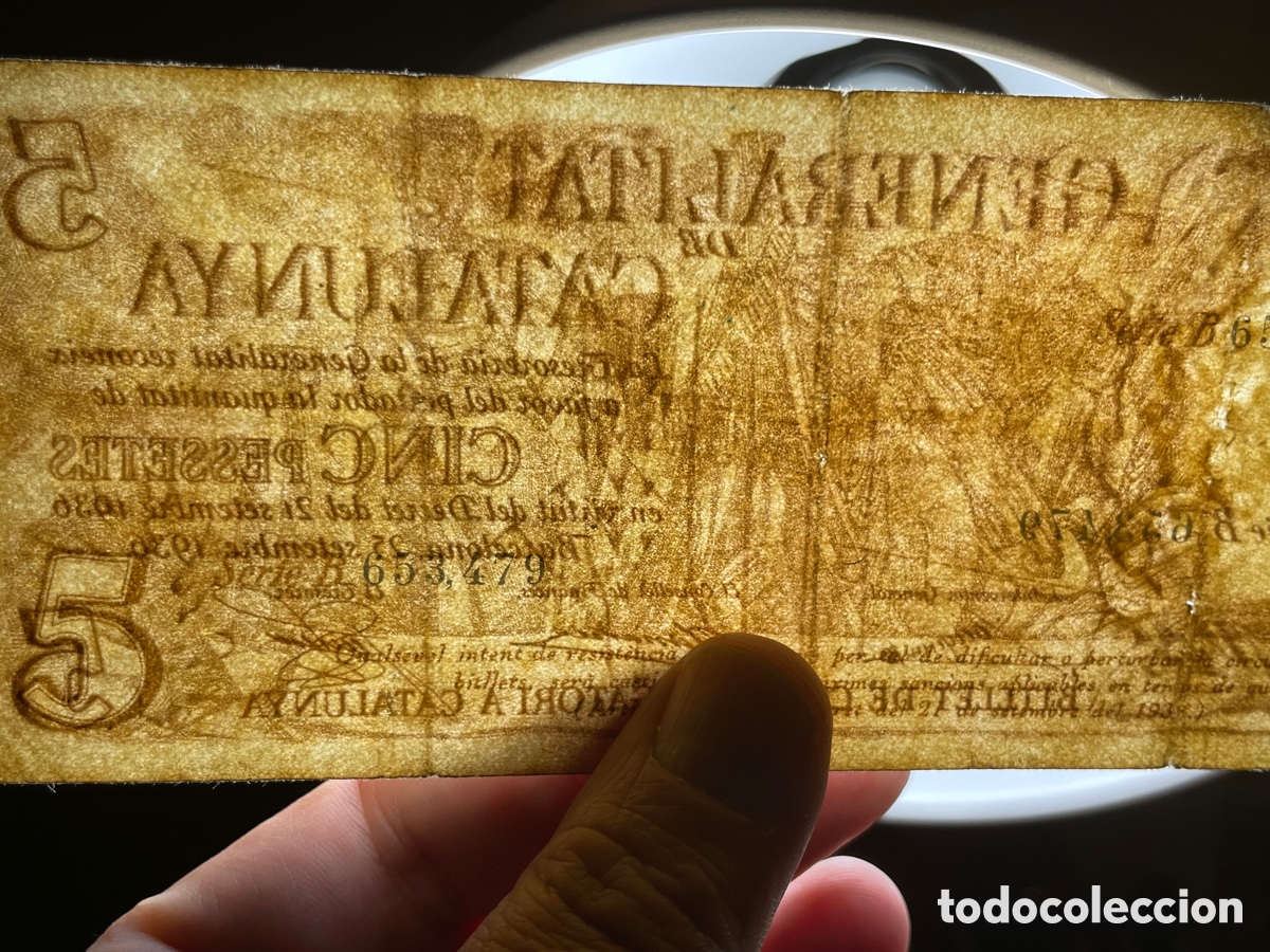 Billetes espa&ntilde;oles: 5 PESETAS GENERALITAT CATALU&Ntilde;A 1936 - Foto 7