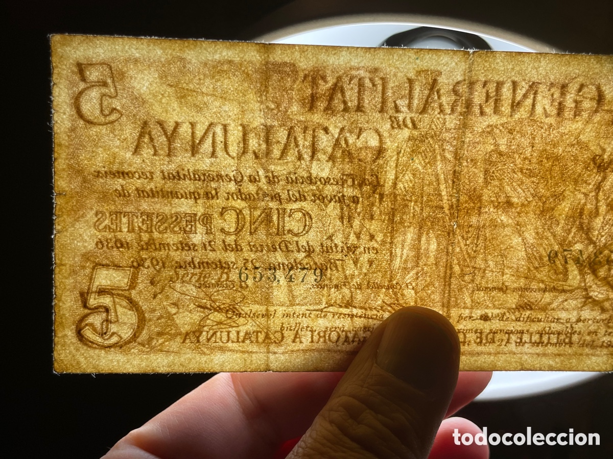 Billetes espa&ntilde;oles: 5 PESETAS GENERALITAT CATALU&Ntilde;A 1936 - Foto 8