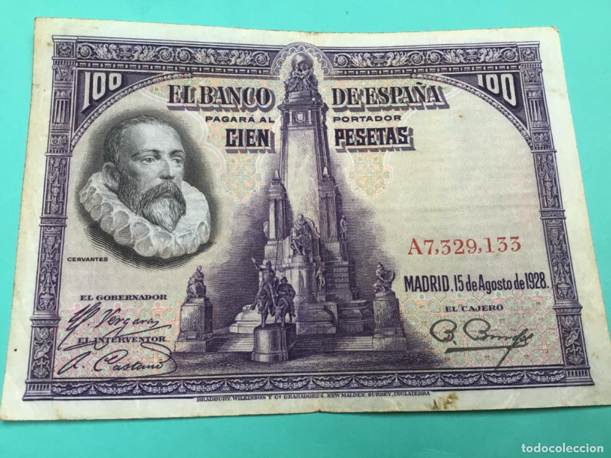 Billets espagnols: Billete 100 pesetas. CERVANTES A&ntilde;o 1928
