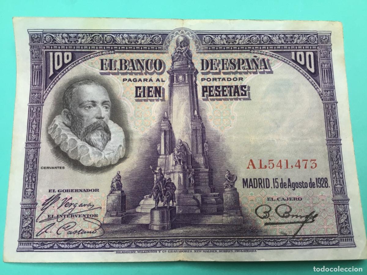 Spanish Banknotes: Billete 100 pesetas. CERVANTES A&ntilde;o 1928