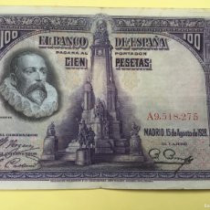 Billetes españoles: BILLETE 100 PESETAS. CERVANTES AÑO 1928