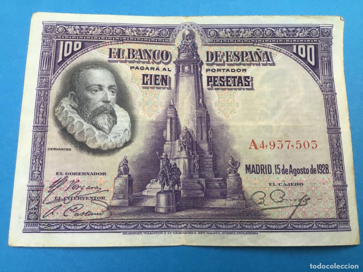 Spanish Banknotes: Billete 100 pesetas. CERVANTES A&ntilde;o 1928