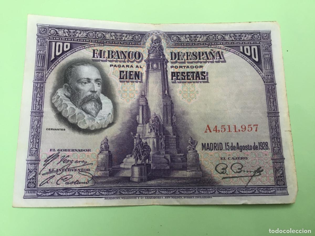 Spanish Banknotes: Billete 100 pesetas. CERVANTES A&ntilde;o 1928