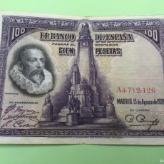 Billetes españoles: BILLETE 100 PESETAS. CERVANTES AÑO 1928