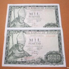 Billetes españoles: 1000 PESETAS DE 1965 SERIE A-242/243 PAREJA CORRELATIVA (SERIE MUY ESCASA)