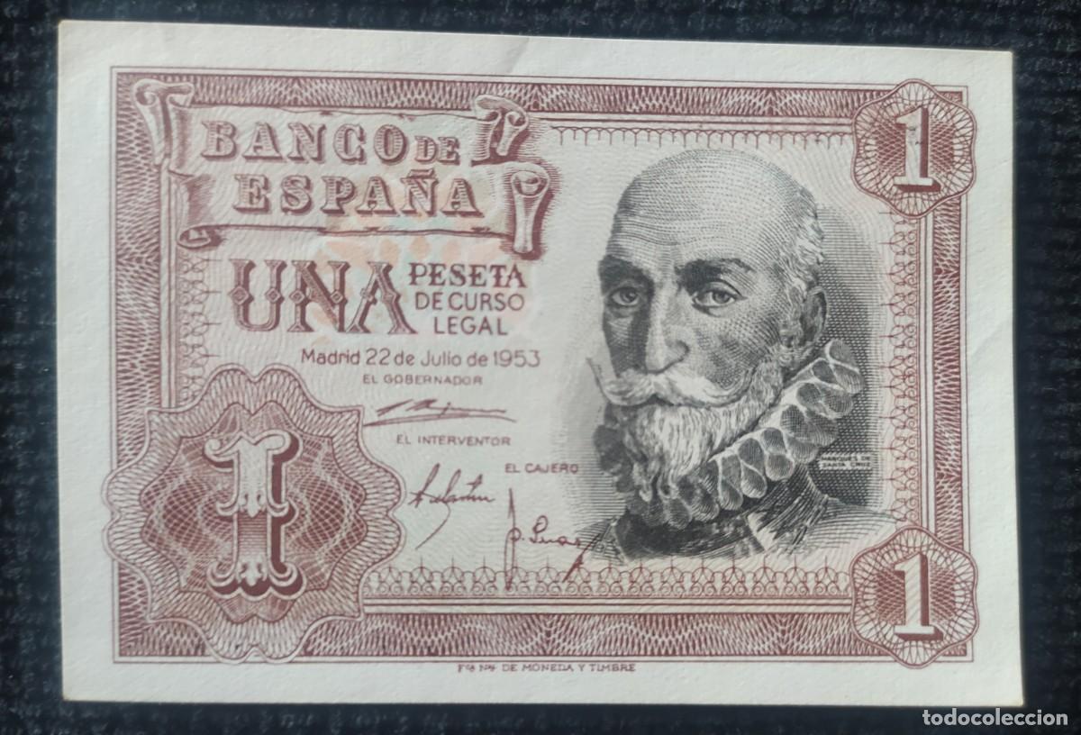 Billetes espa&ntilde;oles: 1 peseta 1953 serie 1G &uacute;ltima serie (SC-)