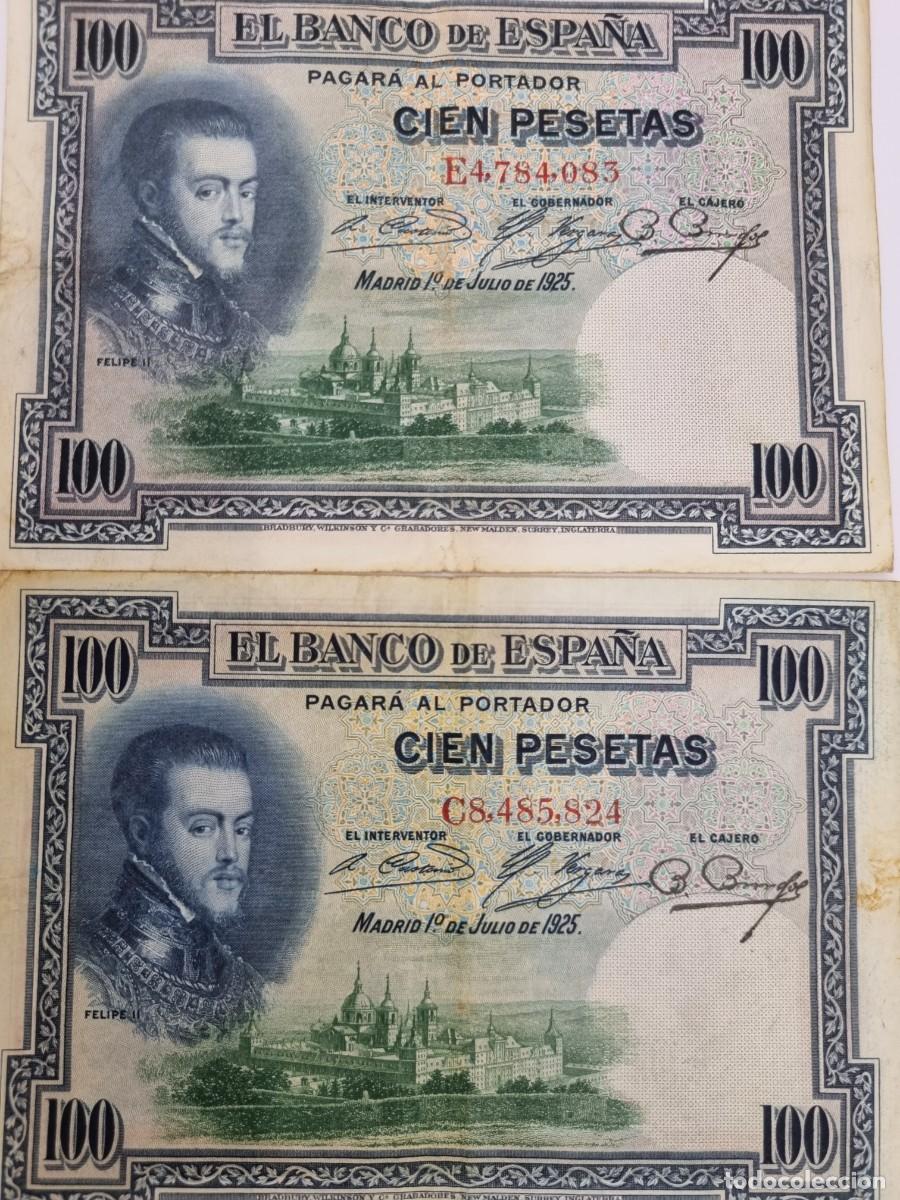 Billetes espa&ntilde;oles: 3 BILLETES 100 PESETAS DE 1925 - Foto 2