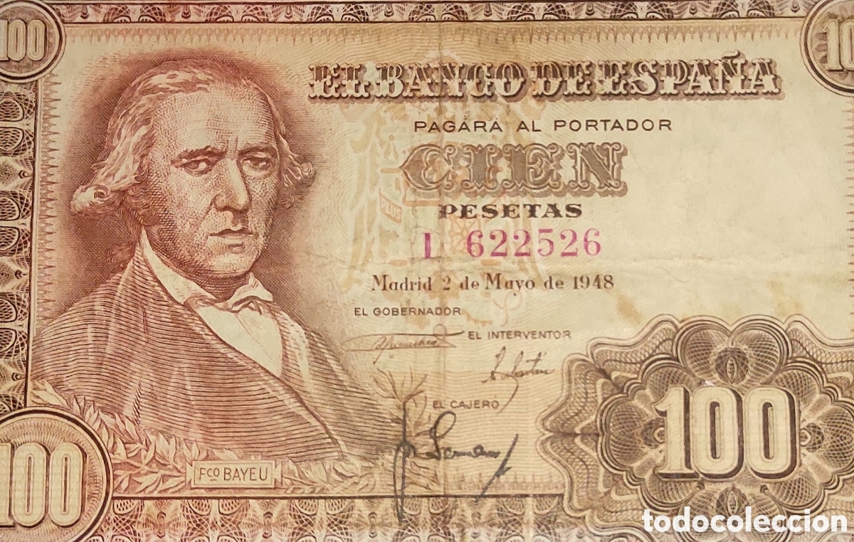 Billetes espa&ntilde;oles: Billete 100 pesetas de 1948 - Foto 3