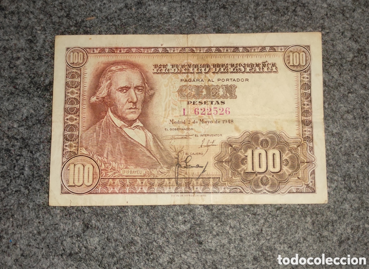 Billetes espa&ntilde;oles: Billete 100 pesetas de 1948 - Foto 1