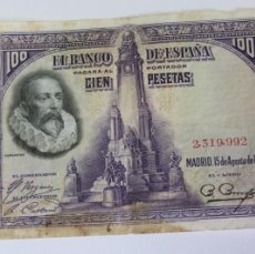 Billetes españoles: BILLETE DE 100 PESETAS DEL 15 DE AGOSTO DE 1928 BANCO DE ESPAÑA SIN SERIE EN BC