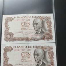 Billetes españoles: 2 BILLETES: 100 PESETAS 1970 / CONSECUTIVOS - SERIE 6E