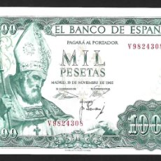 Billetes españoles: BILLETE DE 1000 PESETAS DE 19 DE NOVIEMBRE DE 1965, CON ERROR DOBLE IMPRESION REVERSO. LOTE 1970