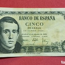 Billetes españoles: PLANCHA - BILLETE CINCO PESETAS AÑO 1951, ÉPOCA FRANQUISTA, SERIE Z - ESTADO ESPAÑOL