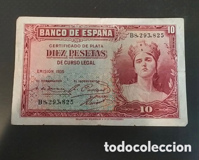 Billetes espa&ntilde;oles: ESPA&Ntilde;A - 10 pesetas 1935 - Foto 1