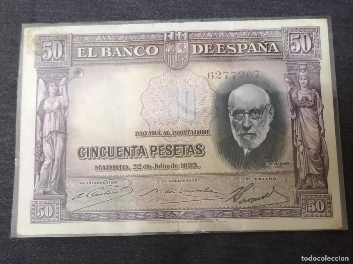 Billetes espa&ntilde;oles: BILLETE DE 50 PESETAS DEL A&Ntilde;O 1935 DE SANTIAGO RAMON Y CAJAL, EN BUENA CALIDAD ,SIN SERIE