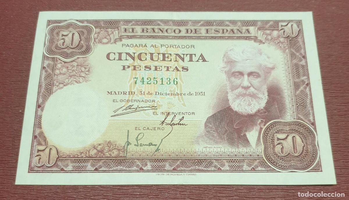 Billetes espa&ntilde;oles: BILLETE 50 PESETAS SANTIAGO RUSI&Ntilde;OL, 1951
