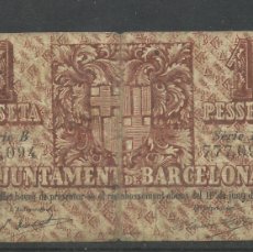 Billetes españoles: BONITO LOTE DE UNA PTS DEL AYUTAMIENTO DE BARCELONA 1937