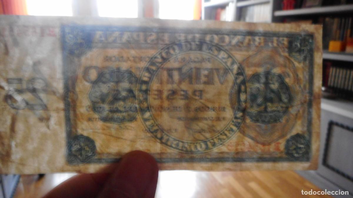 Billetes espa&ntilde;oles: 25 PESETAS 1936 /MBC+ / A - Foto 3