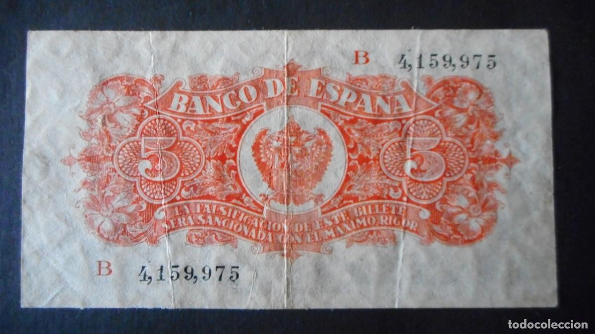 Billetes espa&ntilde;oles: 5 PESETAS 1937 / MBC+ / A - Foto 2