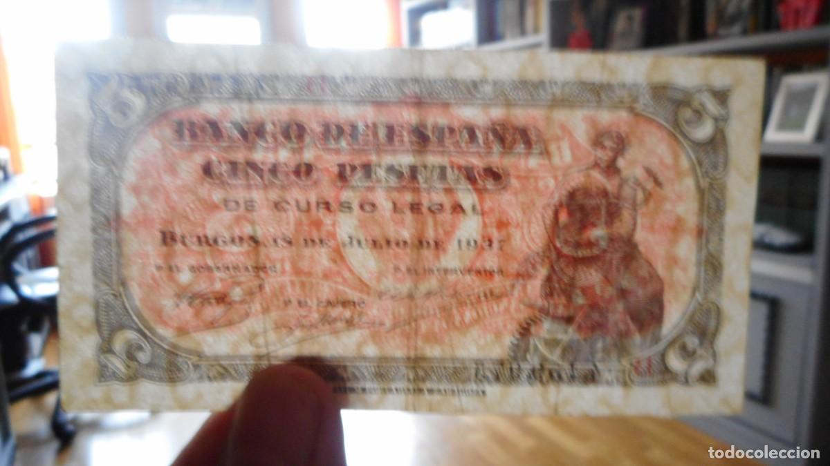 Billetes espa&ntilde;oles: 5 PESETAS 1937 / MBC+ / A - Foto 3