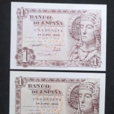 Billetes españoles: PAREJA CORRELATIVA 1 PESETA 1948 SERIE I SC (UNC)
